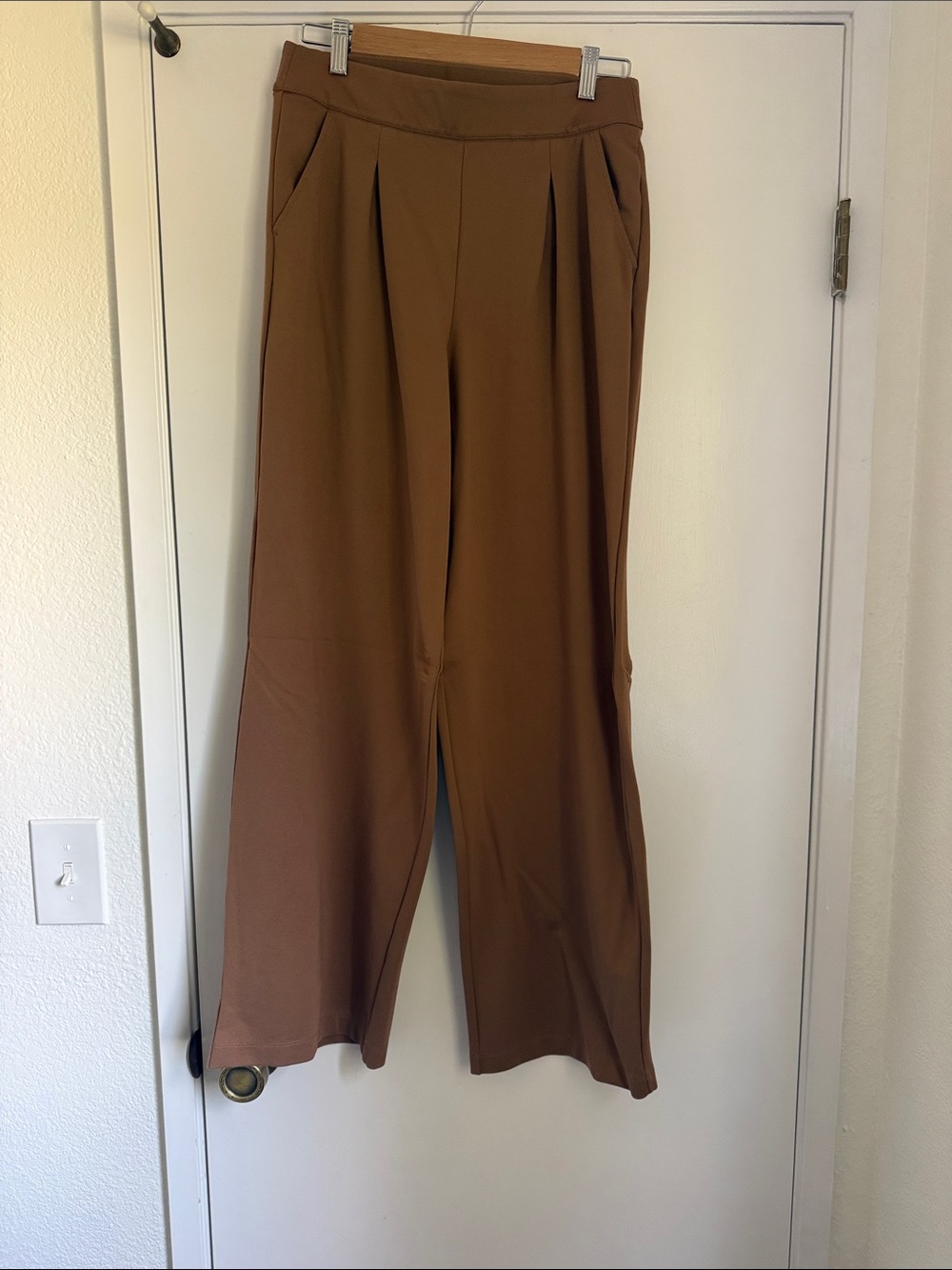 Max Studio Wide-Leg High-Rise Pants in Brown